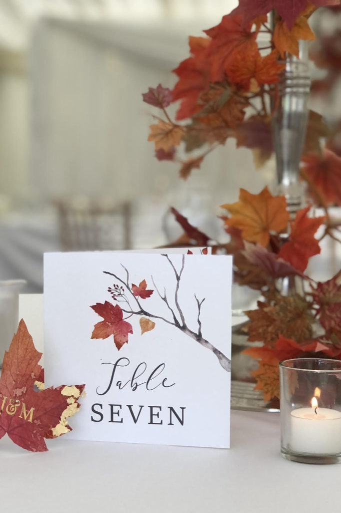Autumn themed Table Number