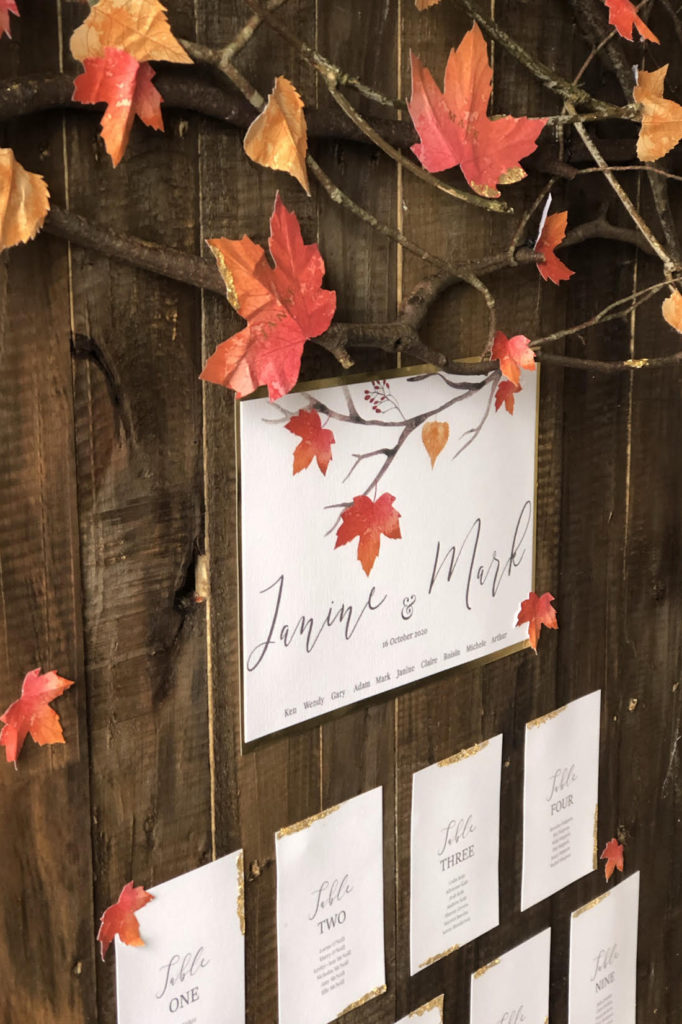 Autumn Themed Wedding Table Plan